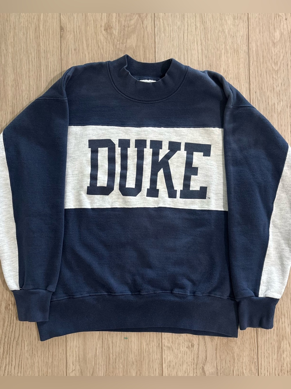 Vintage 90s Insane Two Toned Duke University Spell out Crewneck Size Large